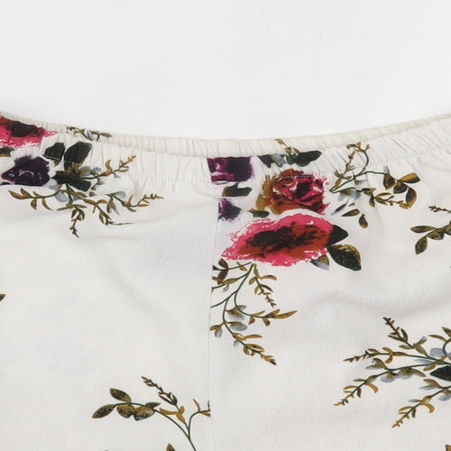 Preworn Womens White Floral  Mom Shorts One Size