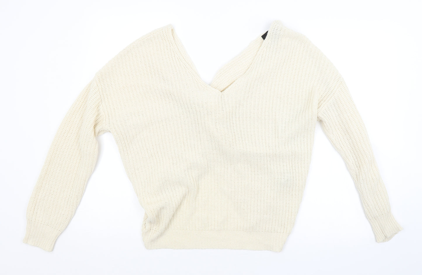 FOREVER 21 Womens White Striped  Pullover Jumper Size S