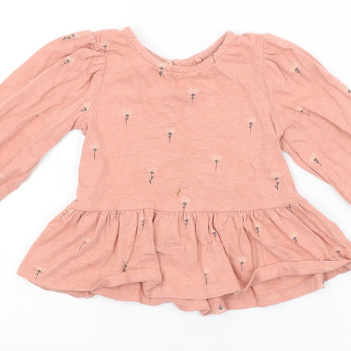 NEXT Girls Pink Floral  T-Shirt Dress  Size 18-24 Months