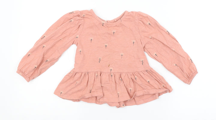 NEXT Girls Pink Floral T-Shirt Dress Size 18-24 Months