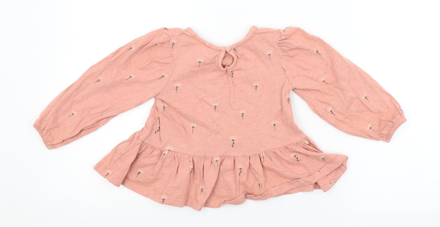 NEXT Girls Pink Floral  T-Shirt Dress  Size 18-24 Months