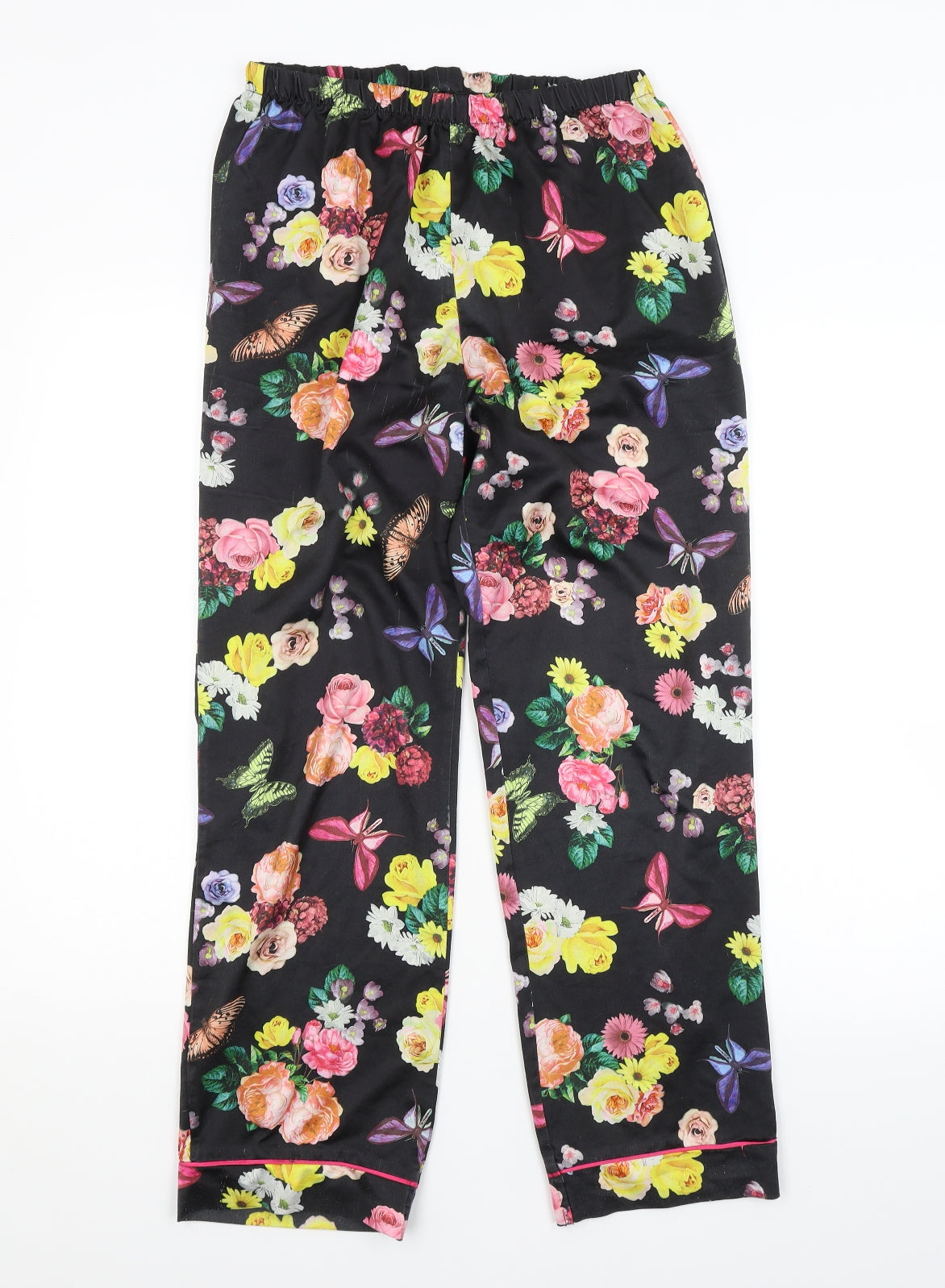 Preworn Womens Black Floral  Jogger Trousers Size S L27 in