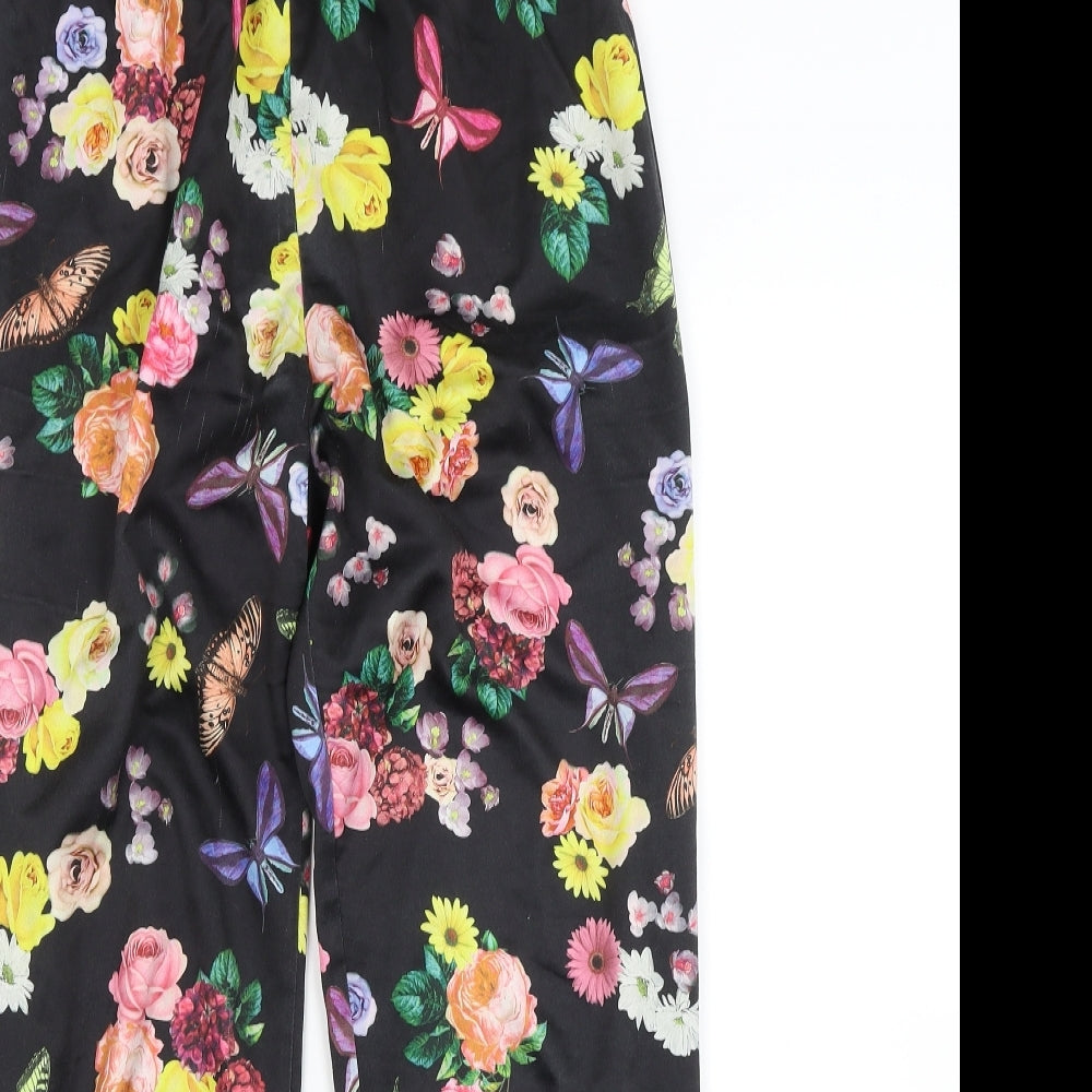Preworn Womens Black Floral  Jogger Trousers Size S L27 in