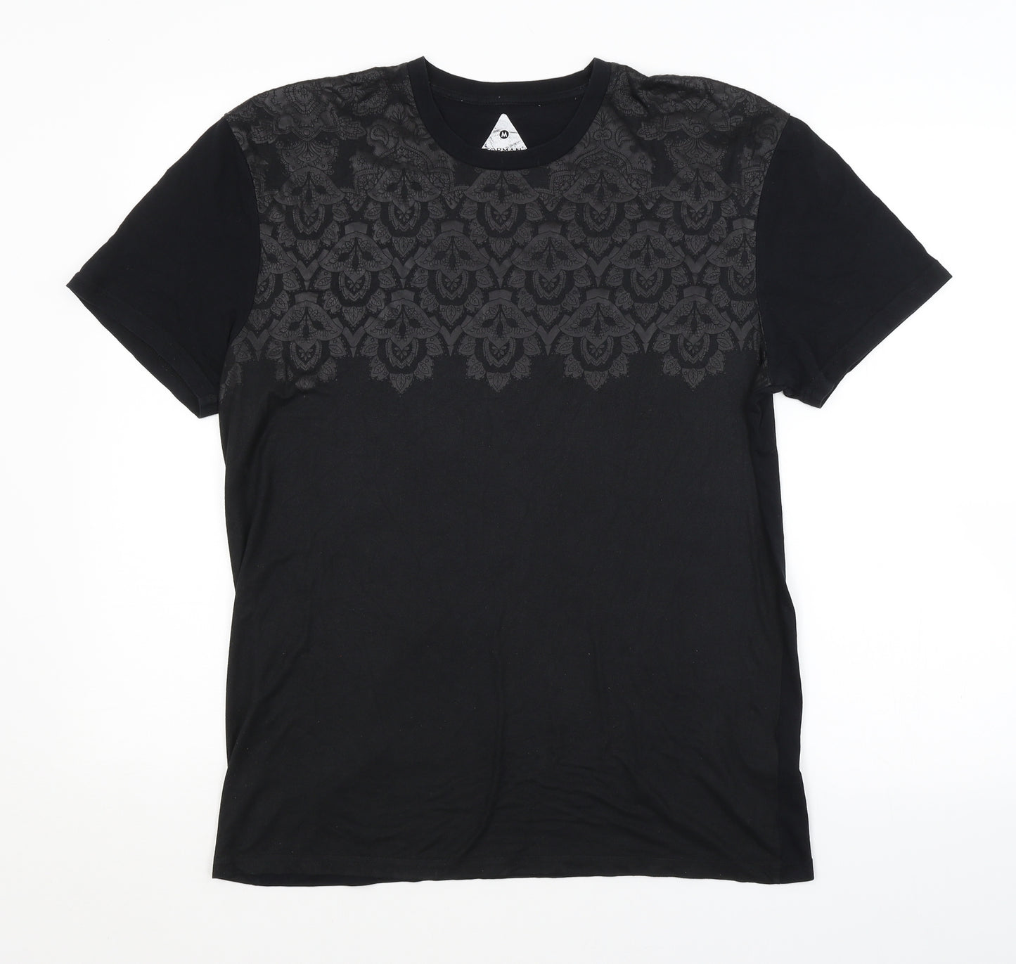 Topman Mens Black Argyle/Diamond   T-Shirt Size M