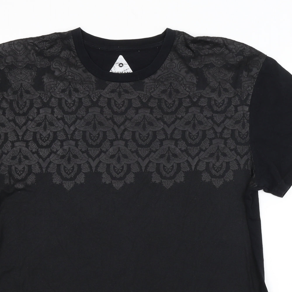 Topman Mens Black Argyle/Diamond   T-Shirt Size M