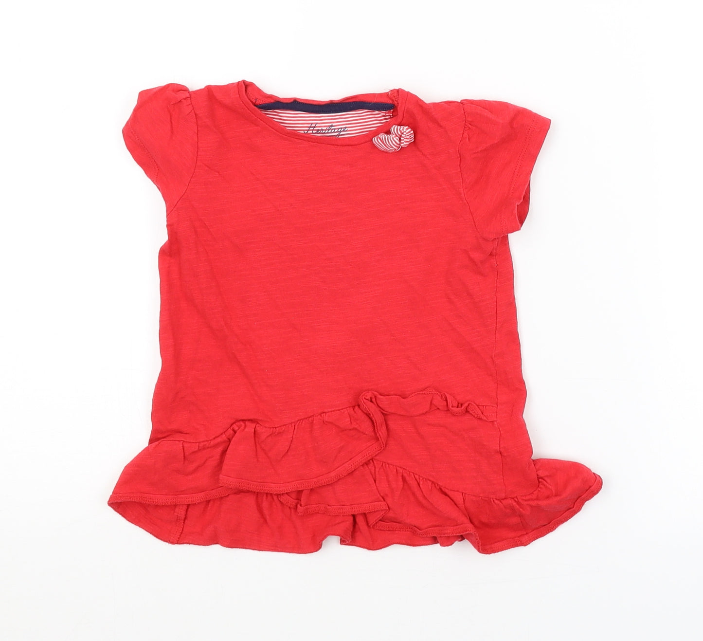 Mothercare Girls Red   Basic T-Shirt Size 2-3 Years