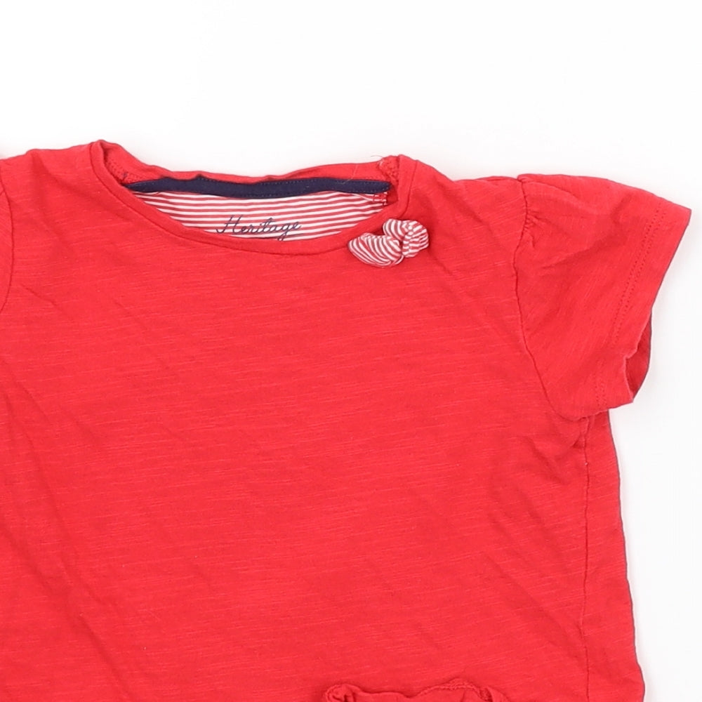 Mothercare Girls Red   Basic T-Shirt Size 2-3 Years