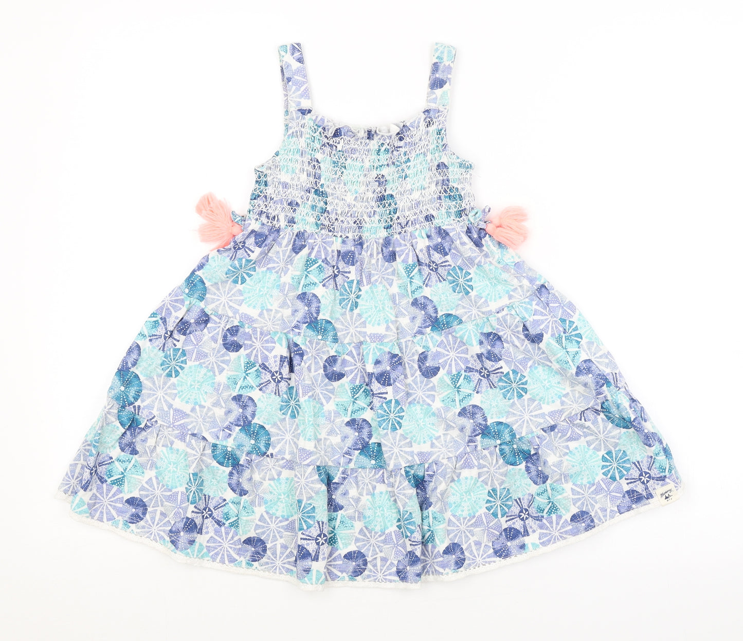 MANTARAY Girls Blue Floral  A-Line  Size 3-4 Years