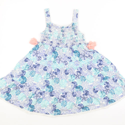 MANTARAY Girls Blue Floral  A-Line  Size 3-4 Years