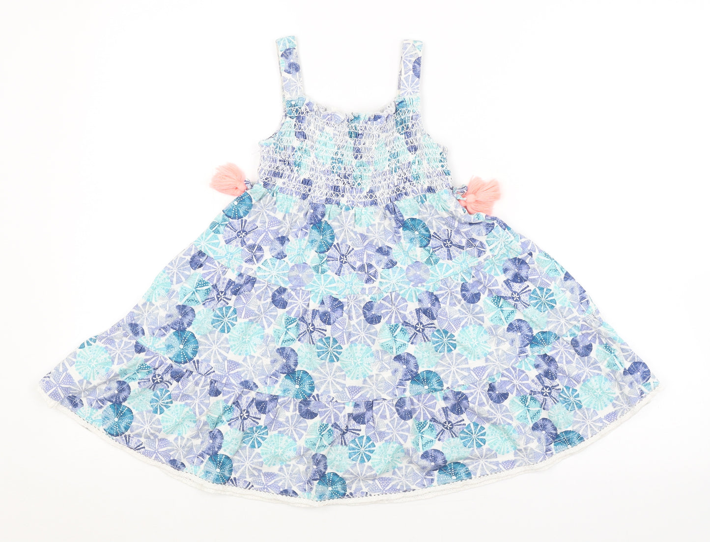 MANTARAY Girls Blue Floral  A-Line  Size 3-4 Years