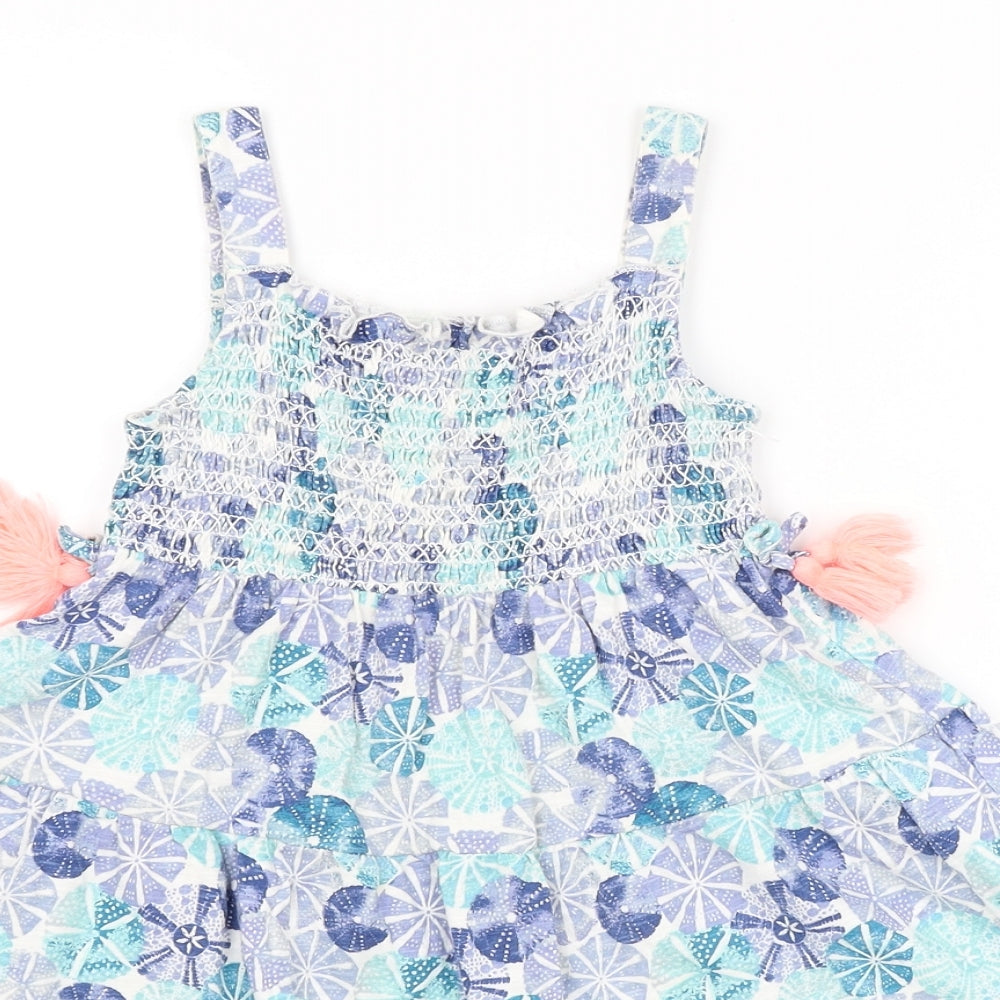MANTARAY Girls Blue Floral  A-Line  Size 3-4 Years