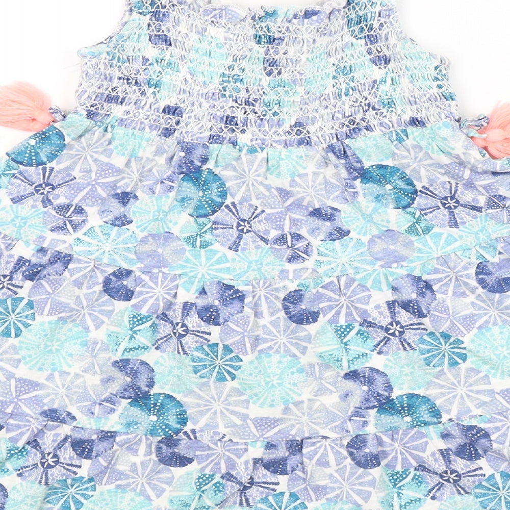 MANTARAY Girls Blue Floral  A-Line  Size 3-4 Years