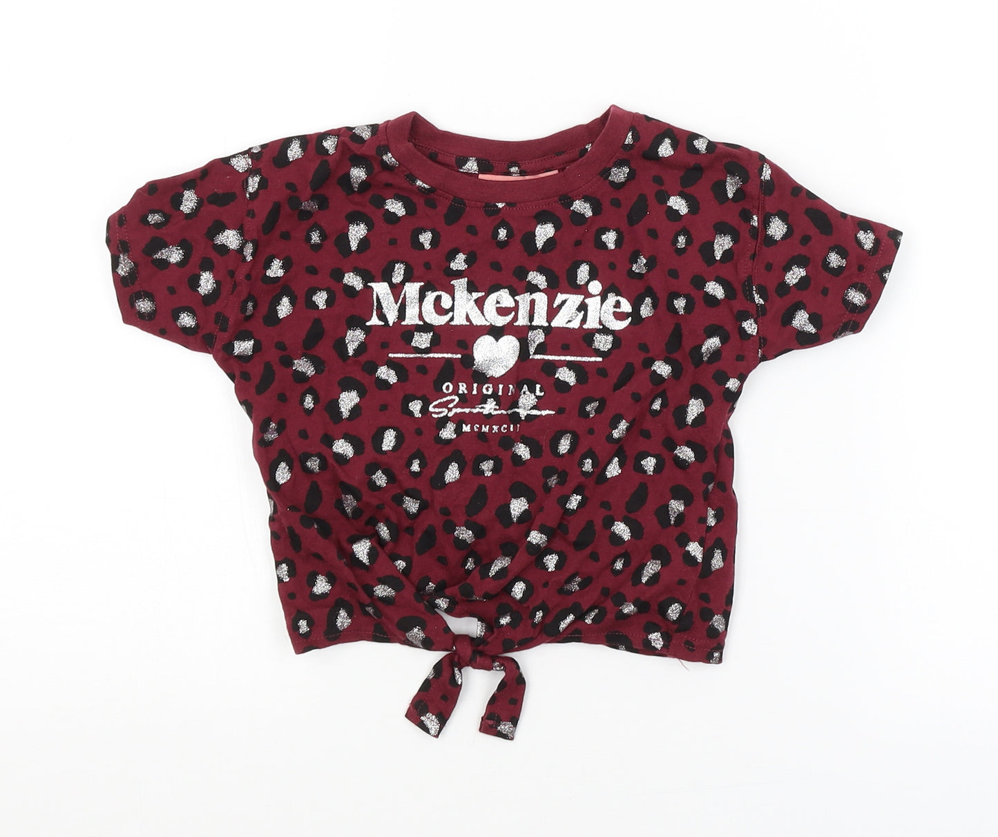 McKenzie Girls Purple Animal Print  Cropped T-Shirt Size 4-5 Years
