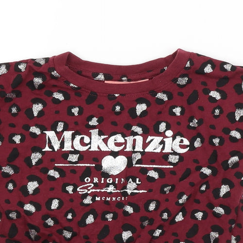 McKenzie Girls Purple Animal Print  Cropped T-Shirt Size 4-5 Years