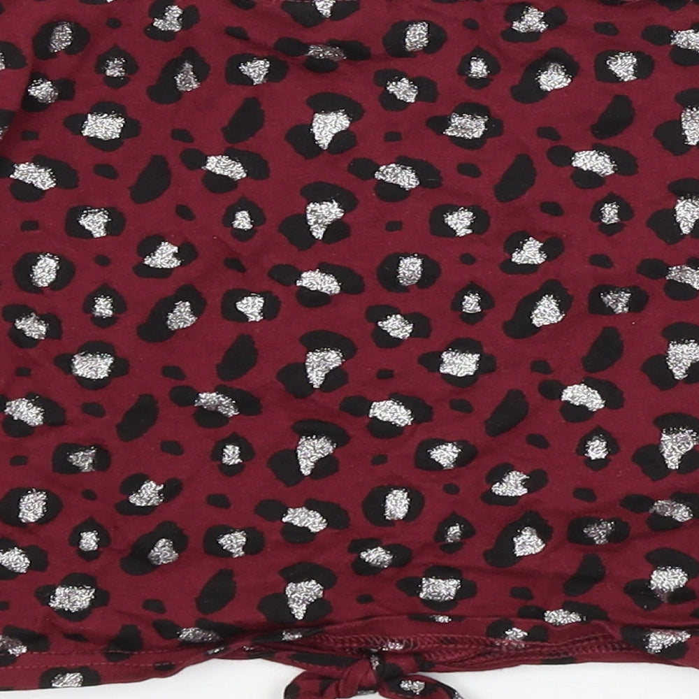 McKenzie Girls Purple Animal Print  Cropped T-Shirt Size 4-5 Years