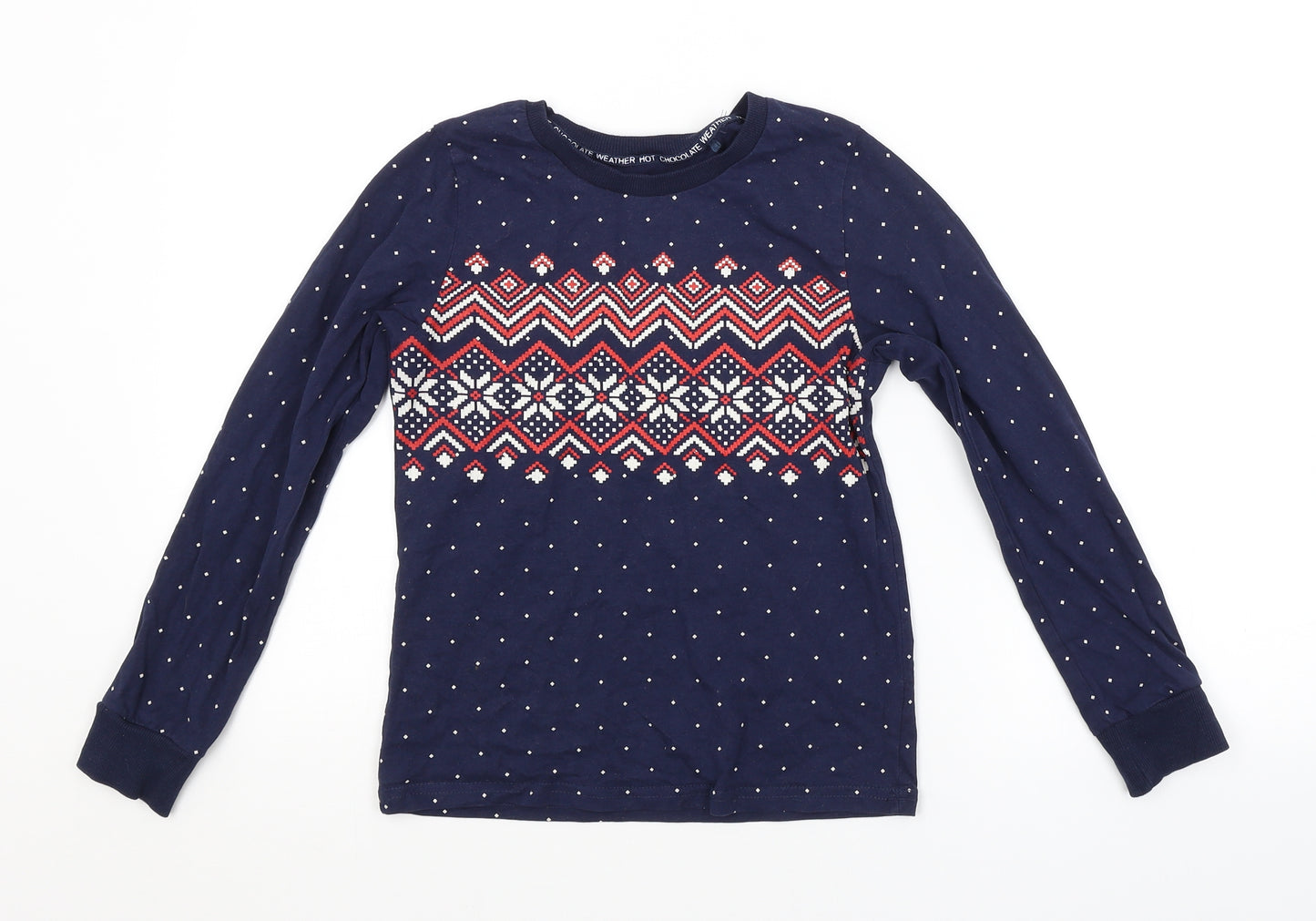 George Girls Blue Argyle/Diamond  Basic T-Shirt Size 9-10 Years