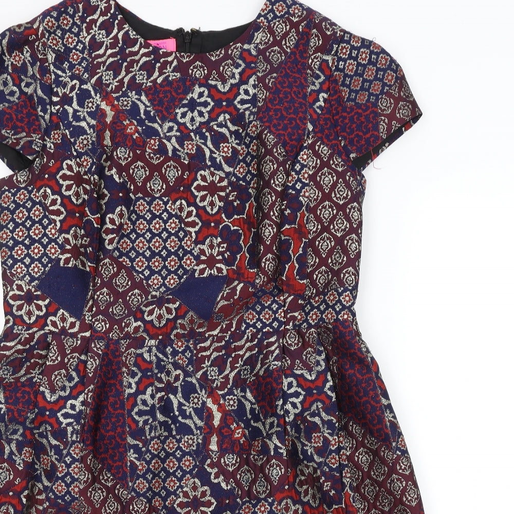 Monsoon Womens Multicoloured Argyle/Diamond  Pencil Dress  Size 14