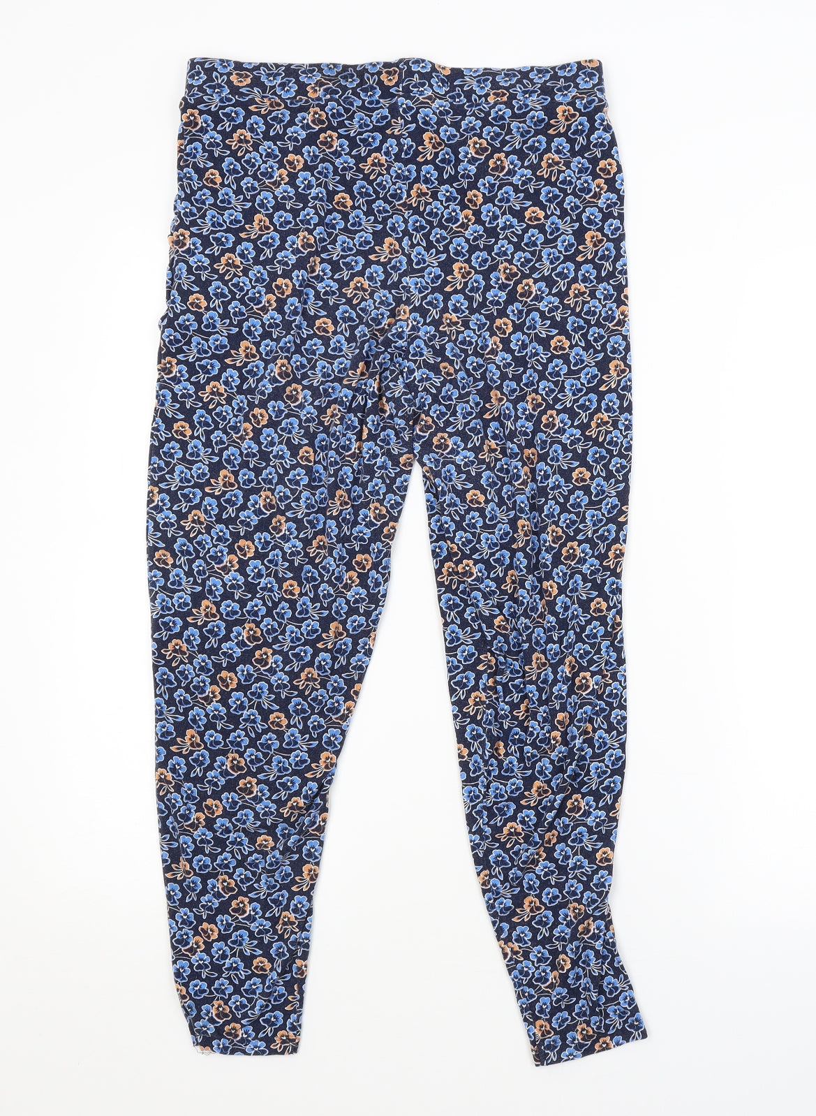 NEXT Womens Blue Floral  Jogger Trousers Size 10 L25 in