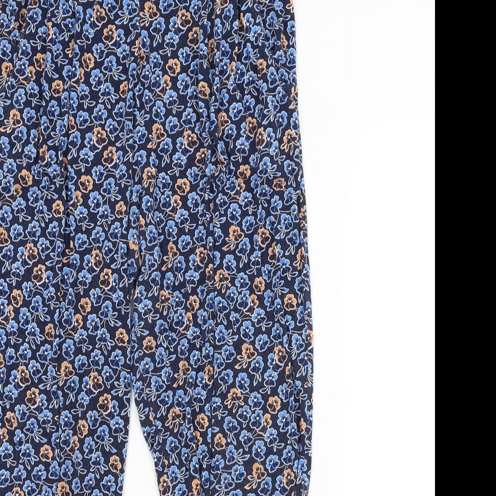 NEXT Womens Blue Floral  Jogger Trousers Size 10 L25 in