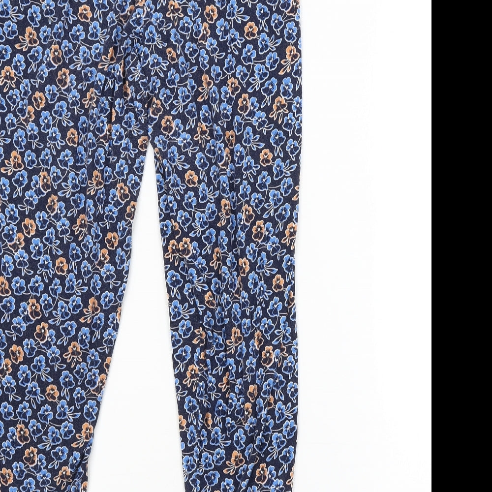 NEXT Womens Blue Floral  Jogger Trousers Size 10 L25 in