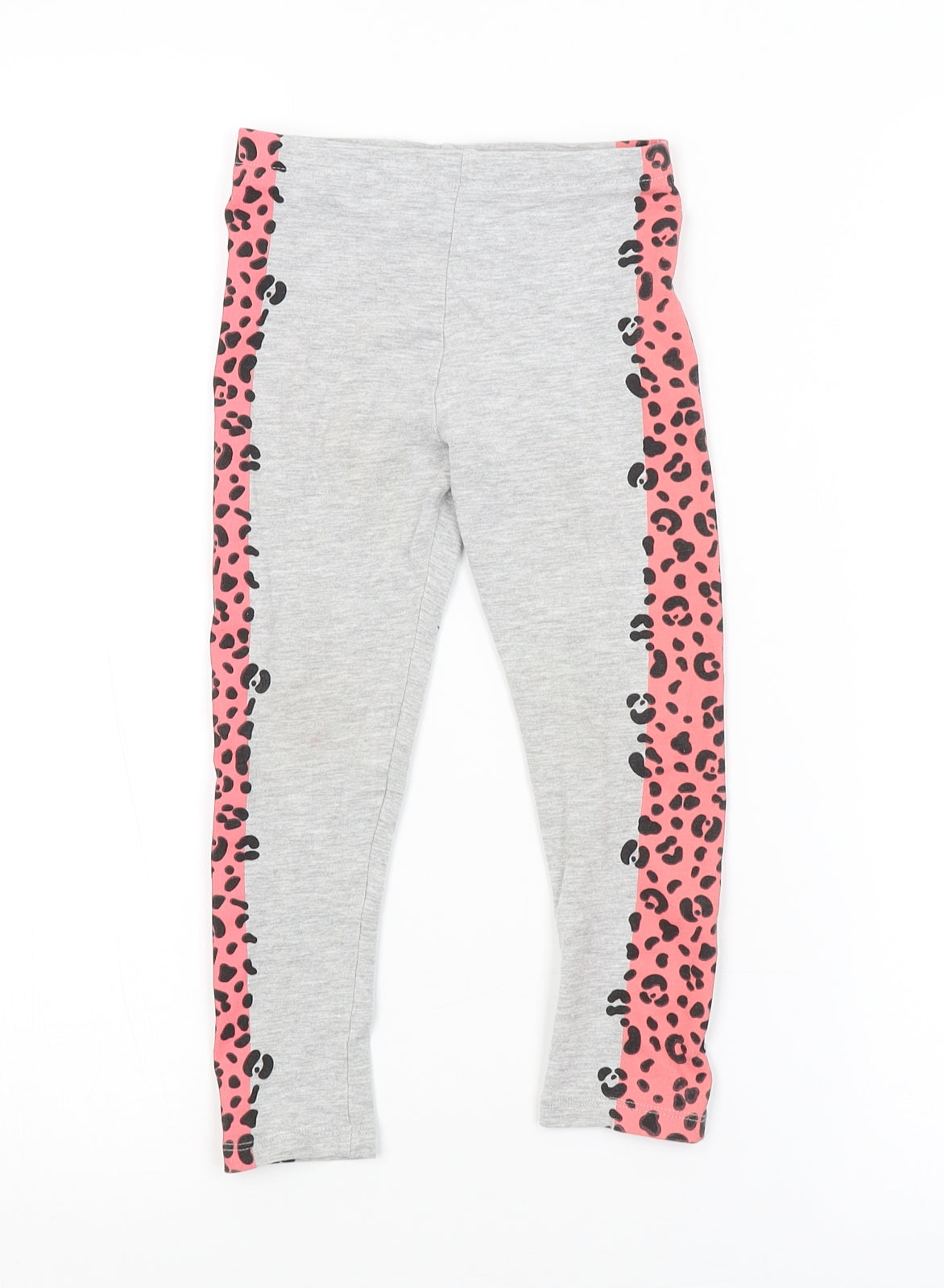 Preworn Girls Grey Animal Print  Jogger Trousers Size 3-4 Years