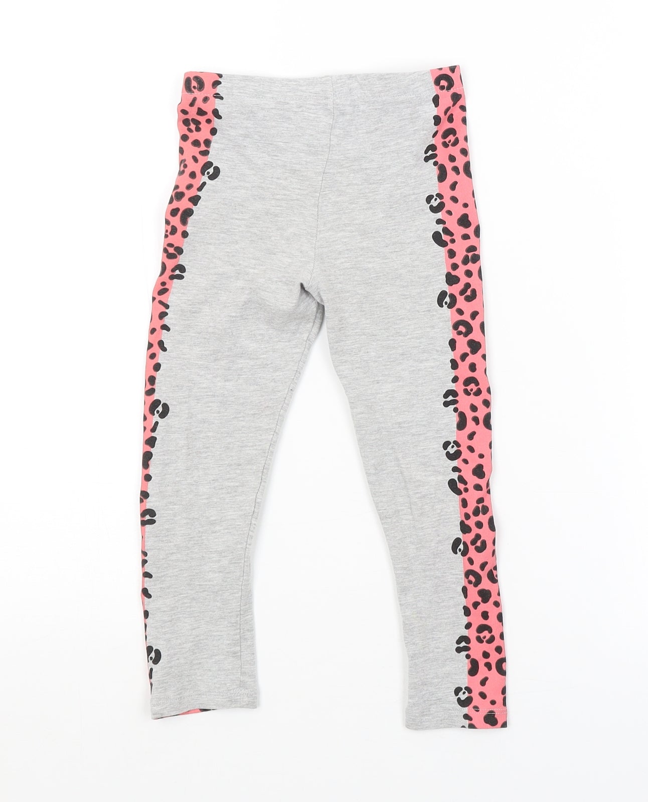 Preworn Girls Grey Animal Print  Jogger Trousers Size 3-4 Years