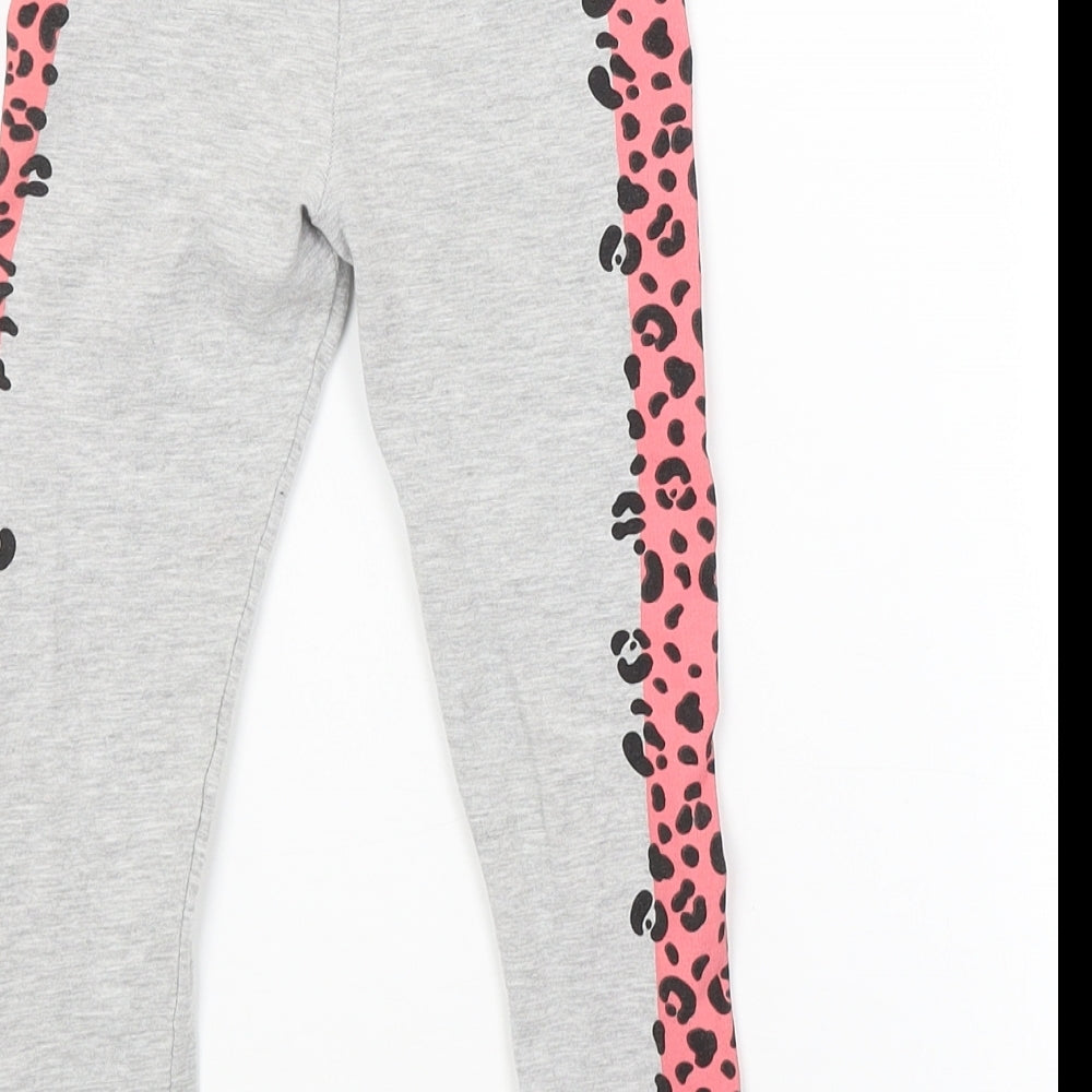 Preworn Girls Grey Animal Print  Jogger Trousers Size 3-4 Years