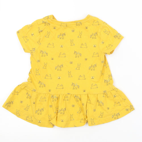 George Girls Yellow Animal Print  T-Shirt Dress  Size 3-4 Years