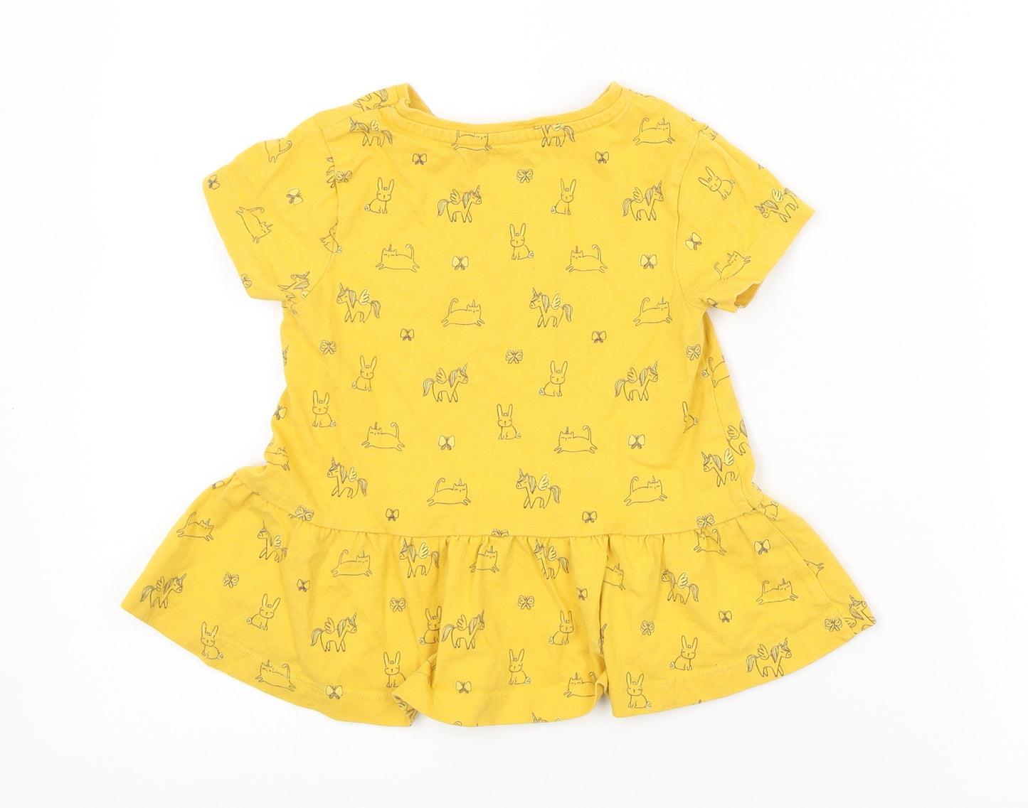 George Girls Yellow Animal Print  T-Shirt Dress  Size 3-4 Years