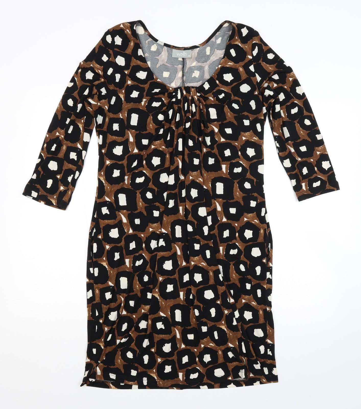 Wallis Womens Brown Animal Print  Pencil Dress  Size 16