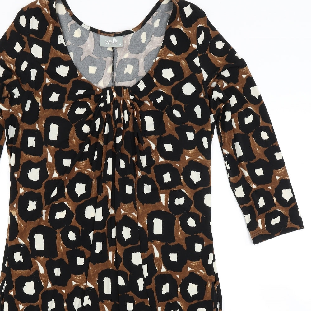 Wallis Womens Brown Animal Print  Pencil Dress  Size 16