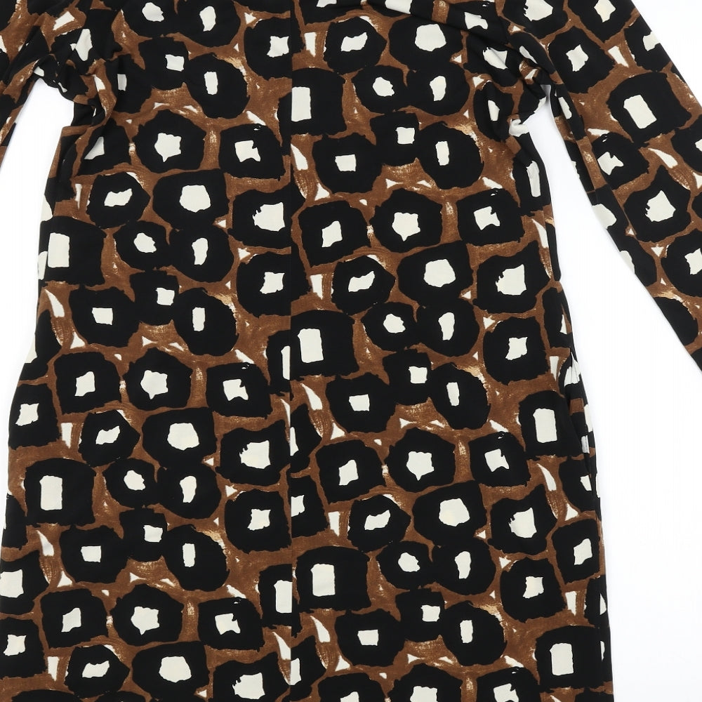 Wallis Womens Brown Animal Print  Pencil Dress  Size 16