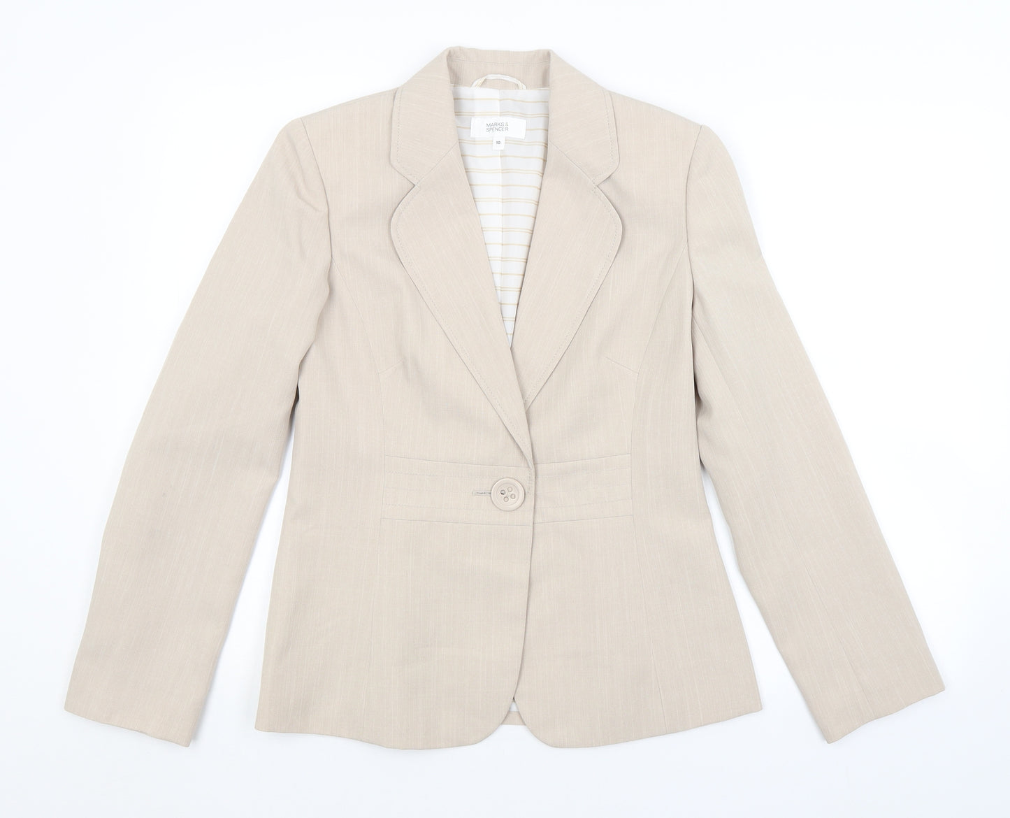 M&S Womens Beige   Jacket Blazer Size 10