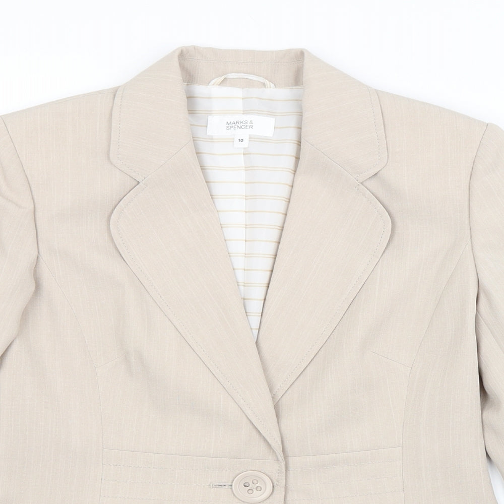 M&S Womens Beige   Jacket Blazer Size 10