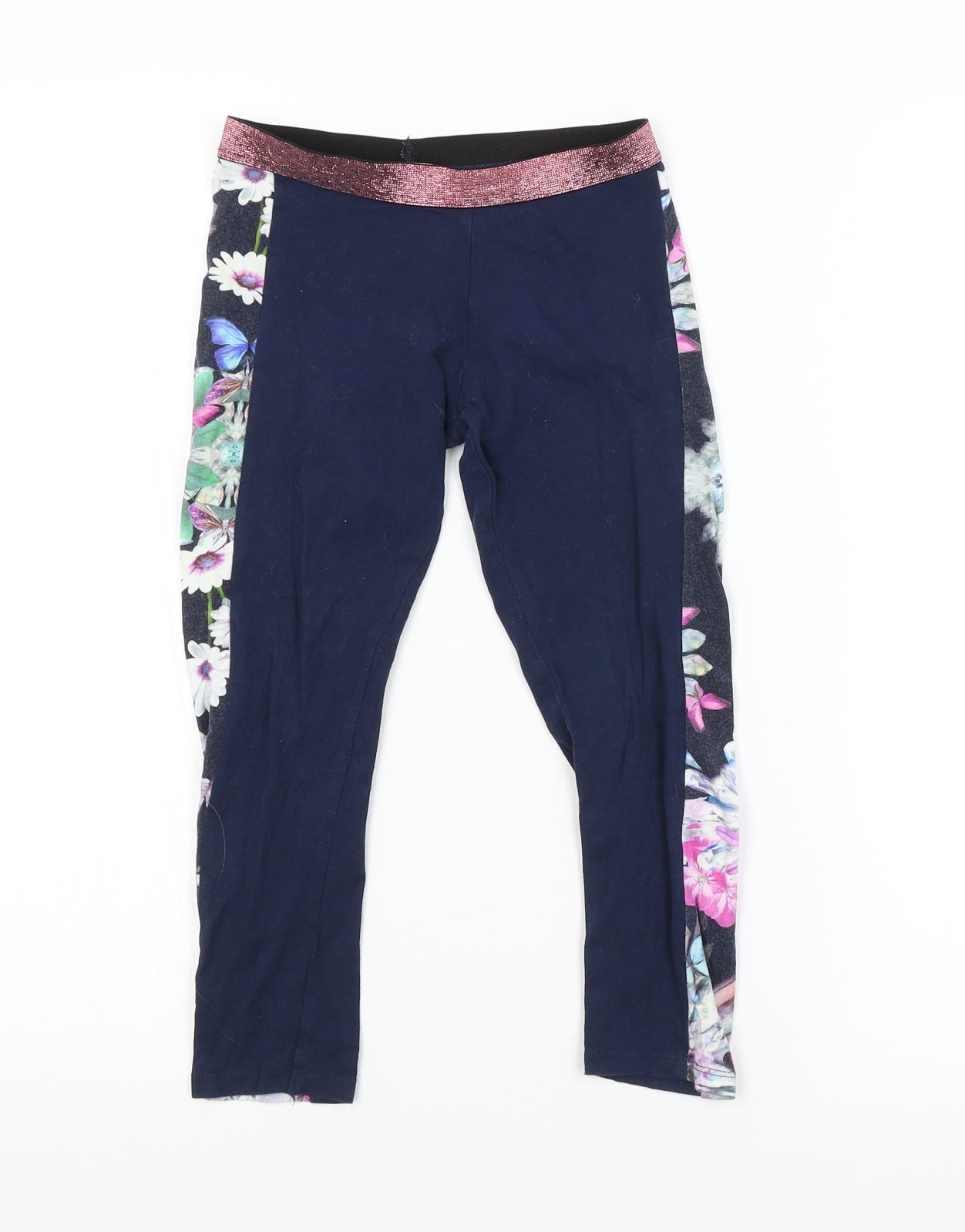 LOLA MAVERICK Girls Black Floral  Jogger Trousers Size 5-6 Years