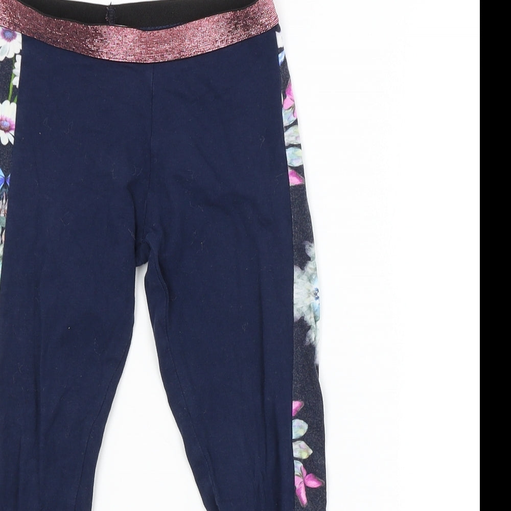 LOLA MAVERICK Girls Black Floral  Jogger Trousers Size 5-6 Years