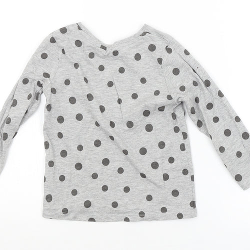 Preworn Girls Grey Spotted   T-Shirt Size 3-4 Years