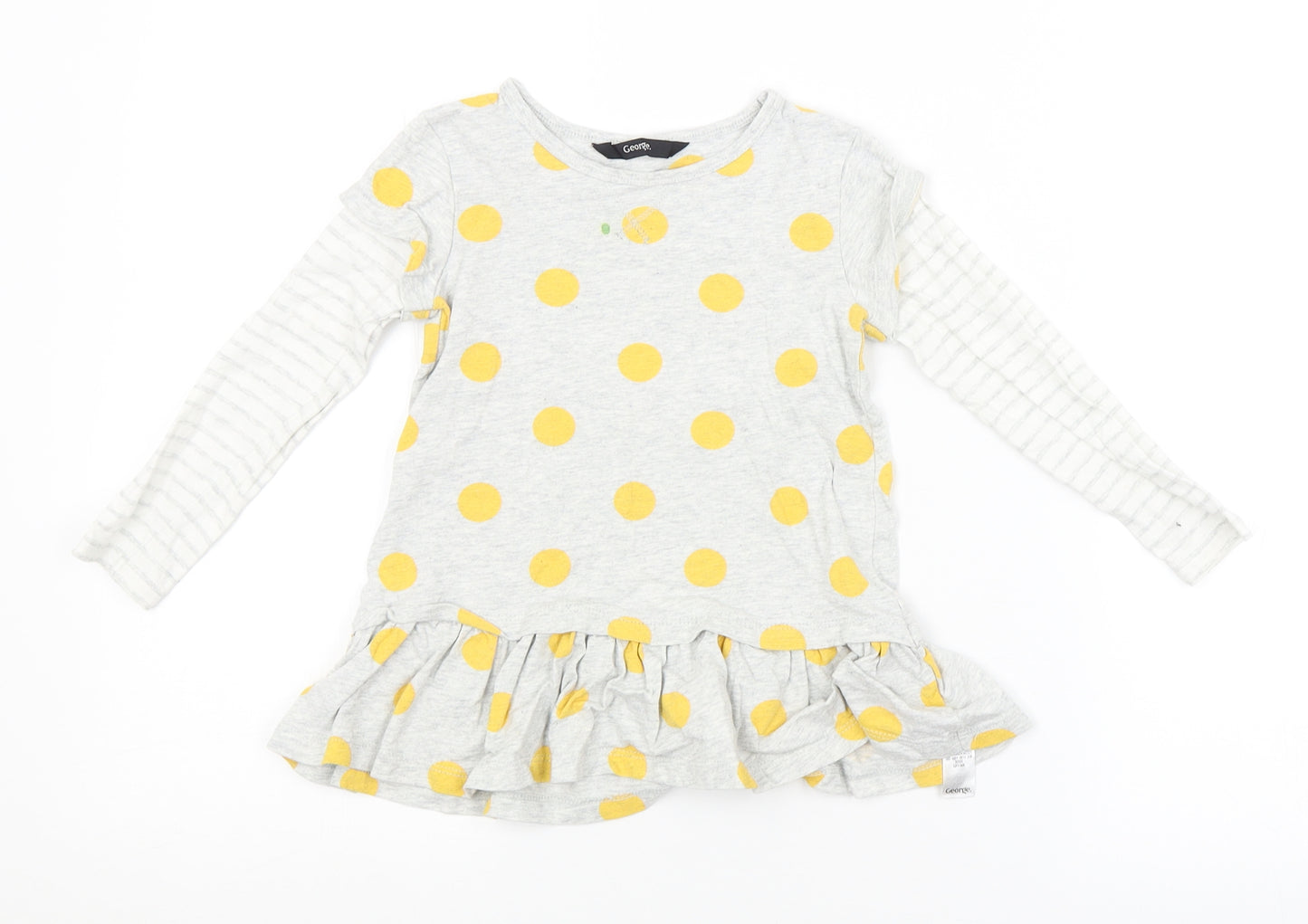 George Girls Grey Spotted  Basic T-Shirt Size 2-3 Years