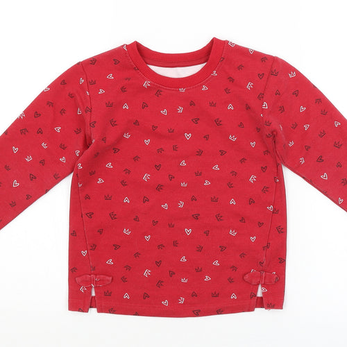Preworn Girls Red Geometric  Pullover Sweatshirt Size 3-4 Years