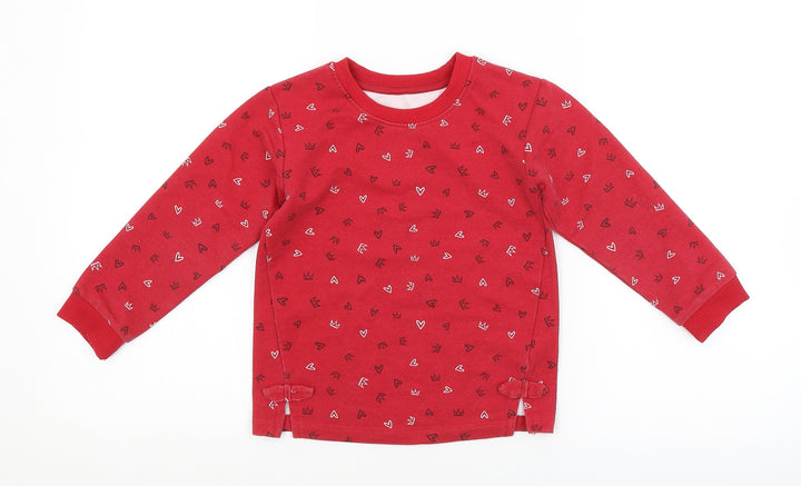 Preworn Girls Red Geometric  Pullover Sweatshirt Size 3-4 Years