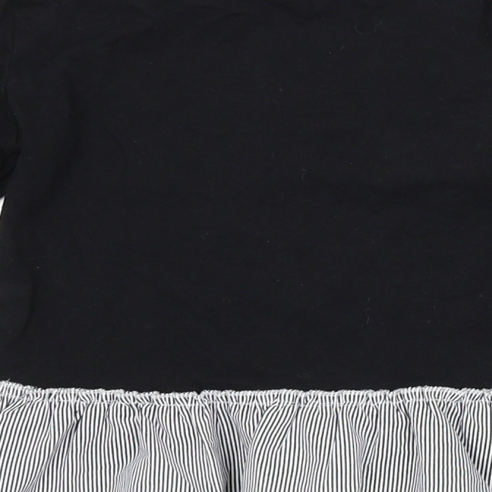NEXT Girls Black Striped  Basic T-Shirt Size 6 Years