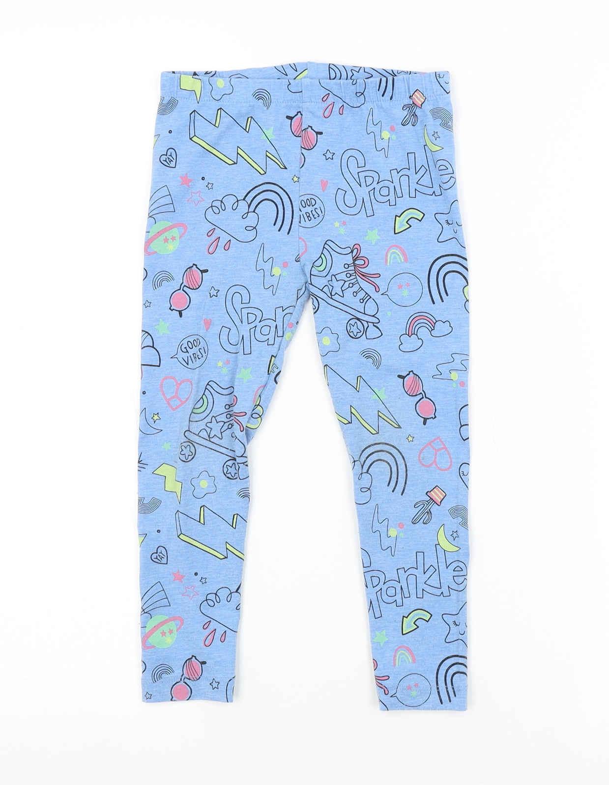 TU Girls Blue Geometric  Jogger Trousers Size 3-4 Years