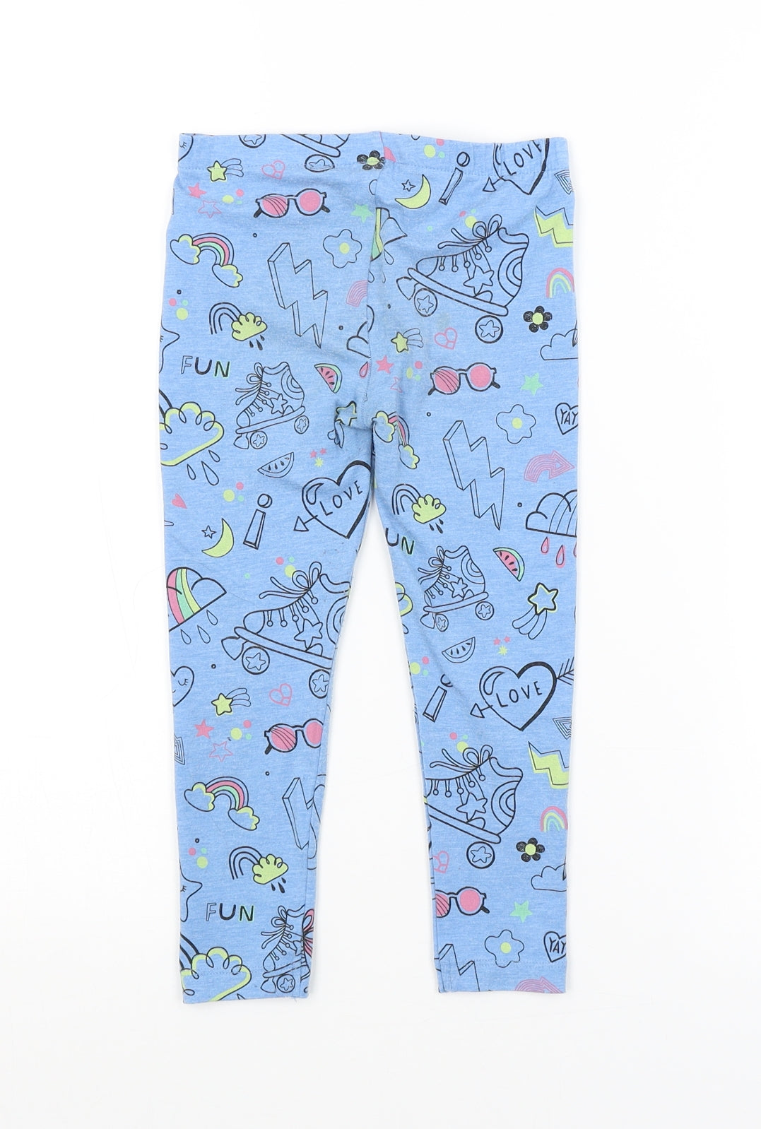 TU Girls Blue Geometric  Jogger Trousers Size 3-4 Years