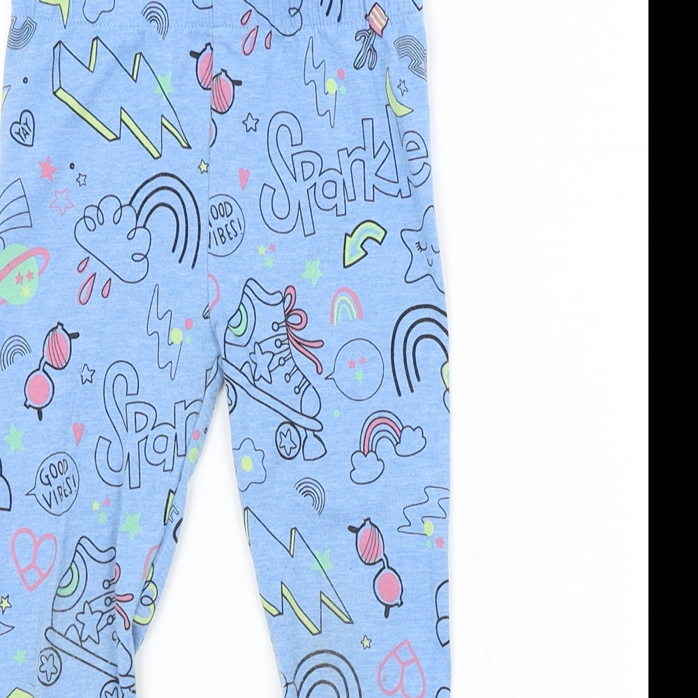 TU Girls Blue Geometric  Jogger Trousers Size 3-4 Years