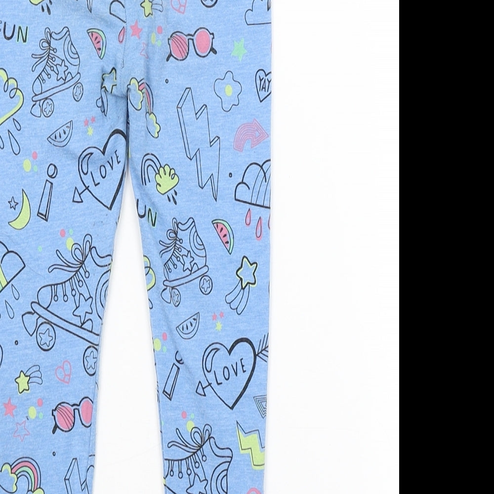 TU Girls Blue Geometric  Jogger Trousers Size 3-4 Years