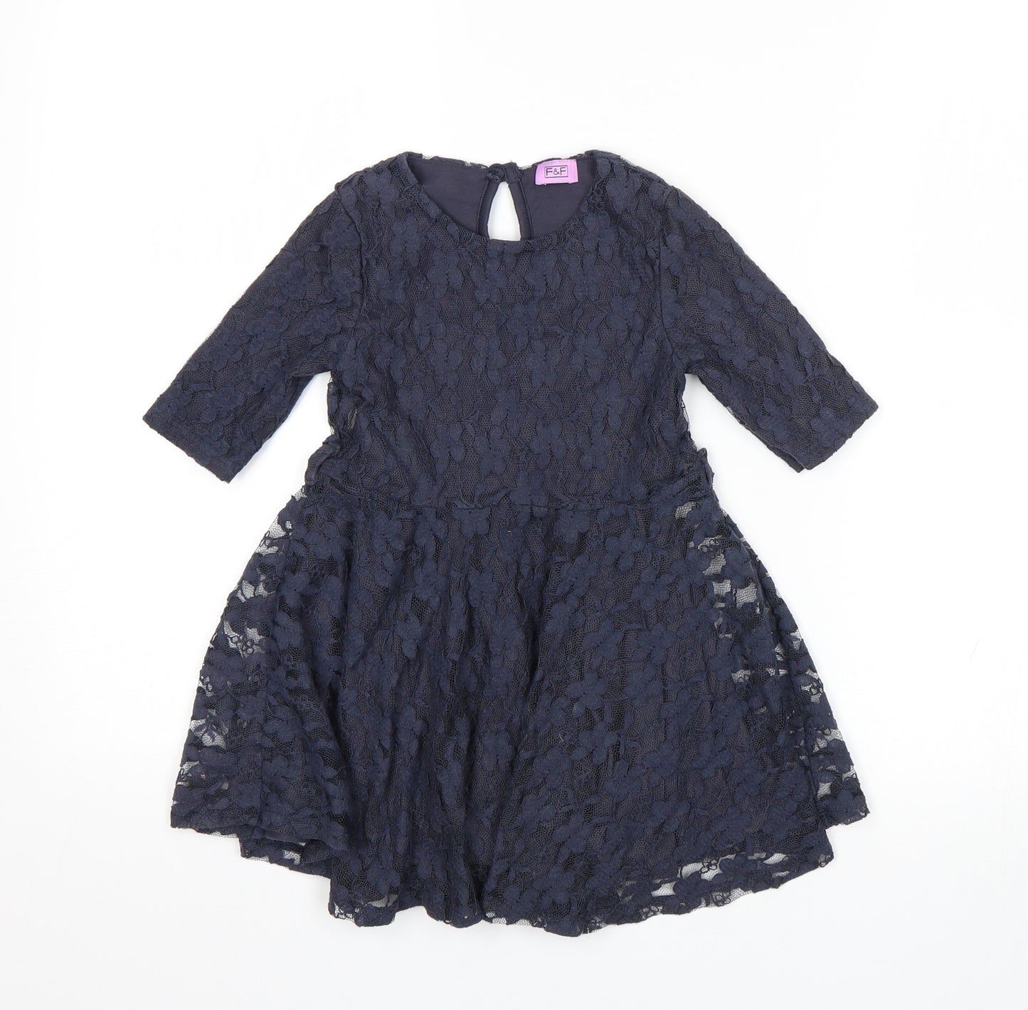 F&F Girls Blue Floral  Fit & Flare  Size 3-4 Years