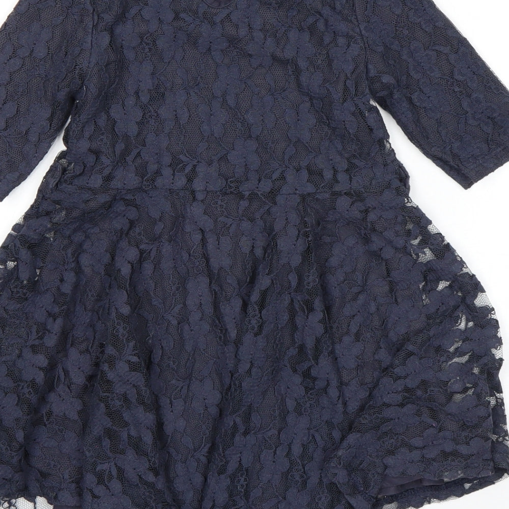 F&F Girls Blue Floral  Fit & Flare  Size 3-4 Years
