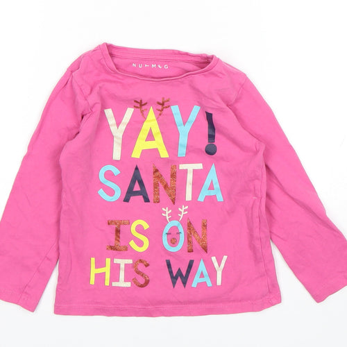 Nutmeh Girls Pink   Top Pyjama Top Size 3-4 Years  - Christmas