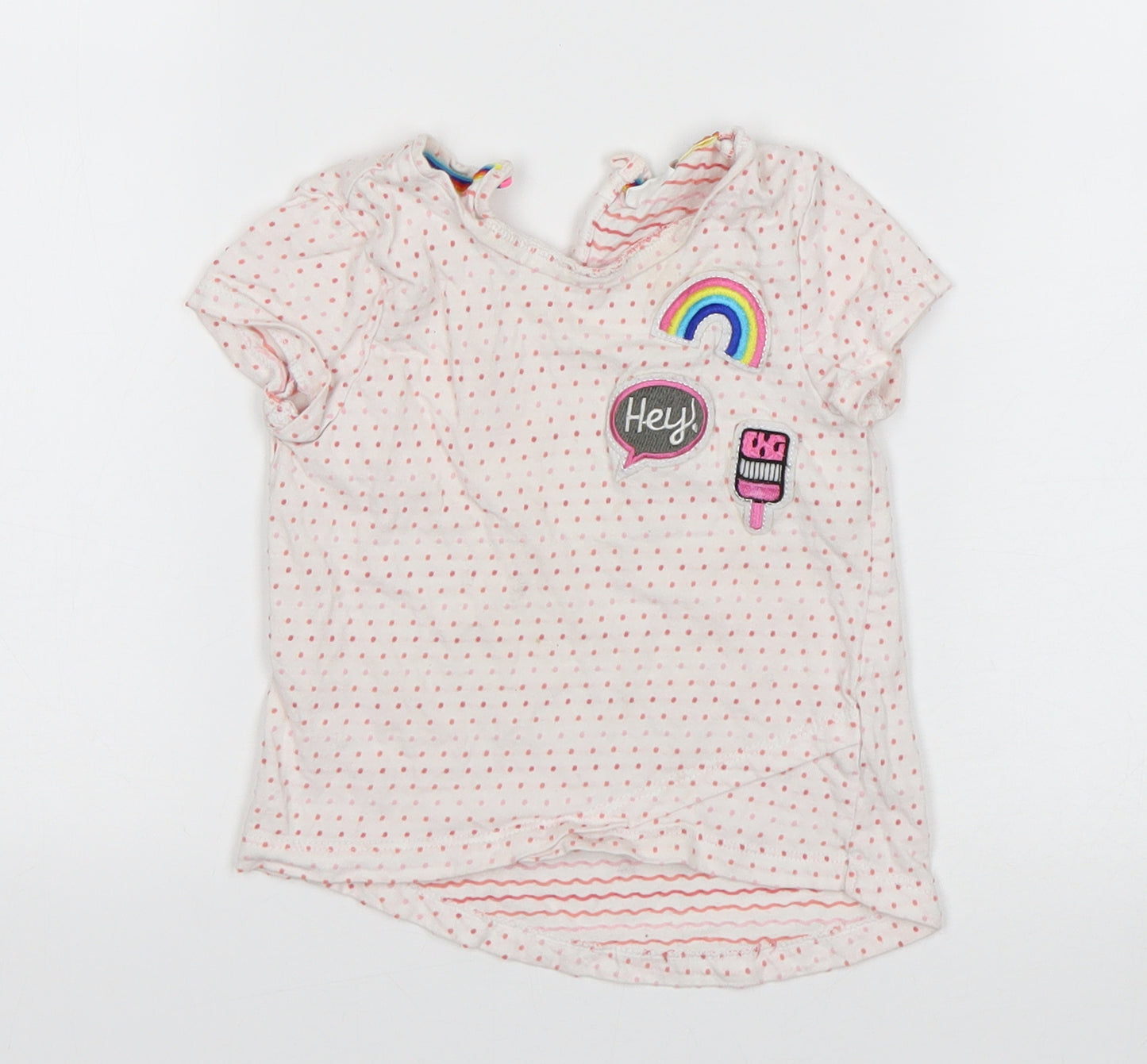F&F Girls Multicoloured Polka Dot  Basic T-Shirt Size 2-3 Years