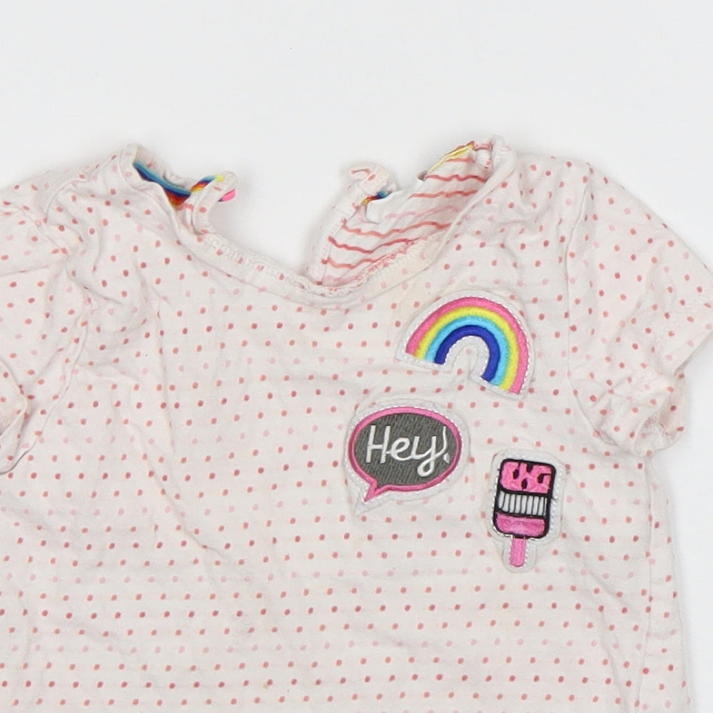 F&F Girls Multicoloured Polka Dot  Basic T-Shirt Size 2-3 Years